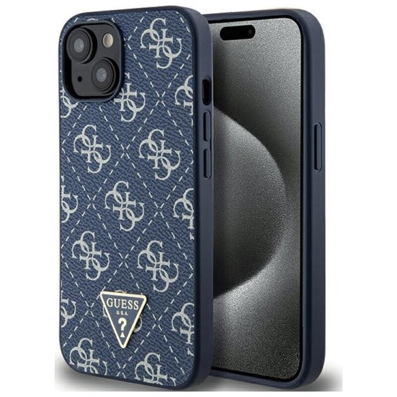 Etui GUESS 4G Triangle Metal Logo do Apple iPhone 15 Plus Niebieski