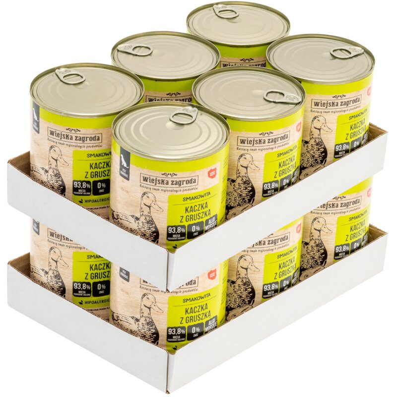 Karma dla psa WIEJSKA ZAGRODA Kaczka z gruszką 12 x 800 g