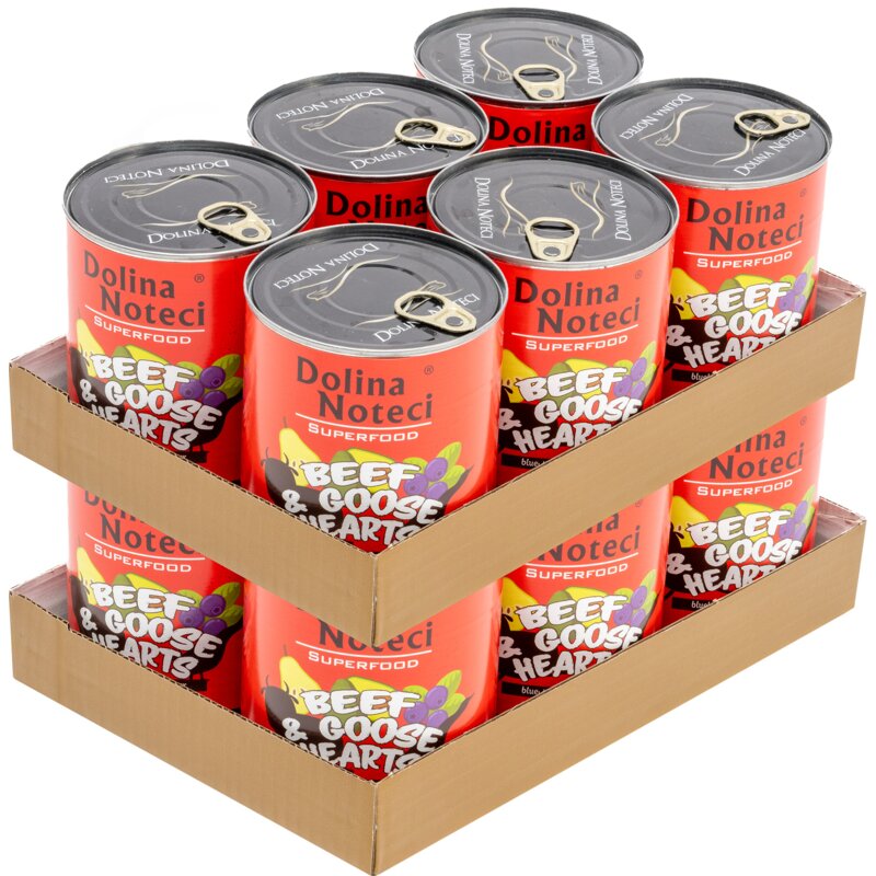 Karma dla psa DOLINA NOTECI Superfood z wołowiną i sercami gęsi 12 x 800 g