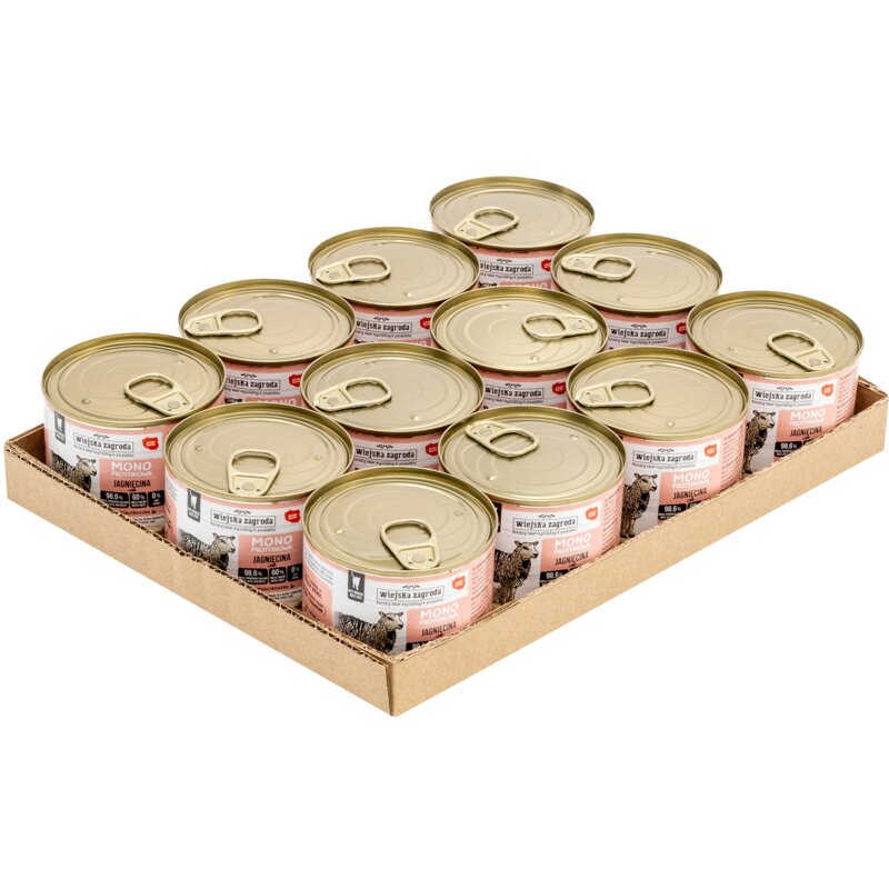 Karma dla kota WIEJSKA ZAGRODA Monobiałkowa Jagnięcina 12 x 200 g