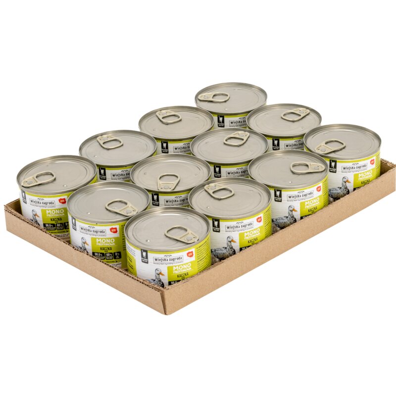 Karma dla kota WIEJSKA ZAGRODA Monobiałkowa Kaczka 12 x 200 g