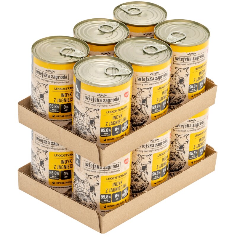 Karma dla psa WIEJSKA ZAGRODA Indyk z jagnięciną 12 x 400 g