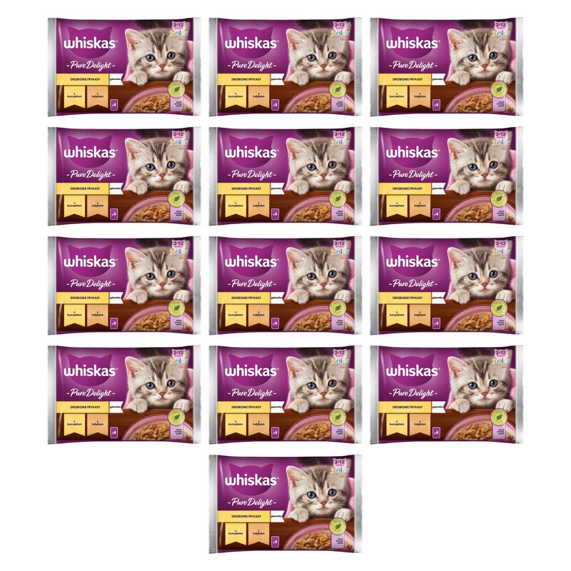 Karma dla kota WHISKAS Pure Delight Junior Drobiowe Frykasy w galaretce (52 x 85 g)