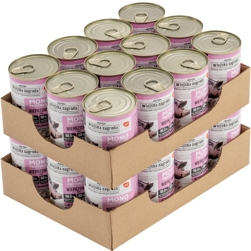 Karma dla kota WIEJSKA ZAGRODA Wieprzowina 24 x 400 g