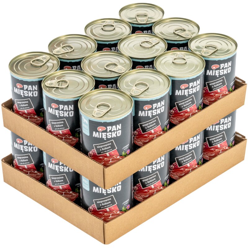 Karma dla psa PAN MIĘSKO Wieprzowina z dzikiem 24 x 400 g