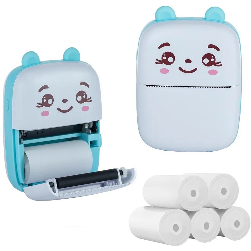 Drukarka EXTRALINK EPP-002 Złącze USB Niebieski + Papier termiczny zwykły (5 szt.)