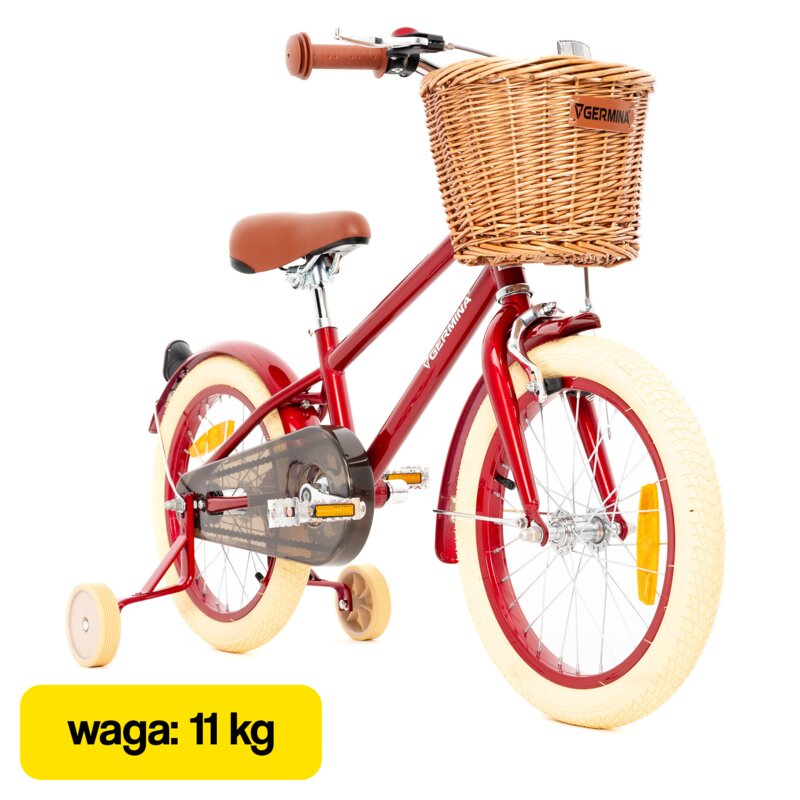 Rower dziecięcy GERMINA Vintage 16 cali Czerwony Wzrost: 100-120 cm Wiek: 4-6 lat
