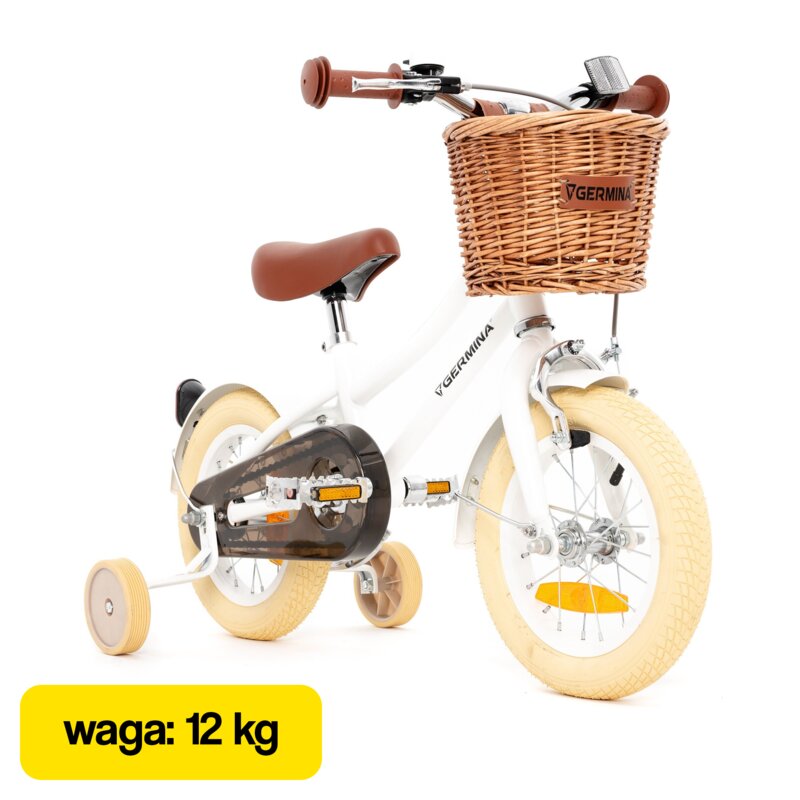 Rower dziecięcy GERMINA Vintage 12 cali Biały Wzrost: 85-100 cm Wiek: 2-3 lat