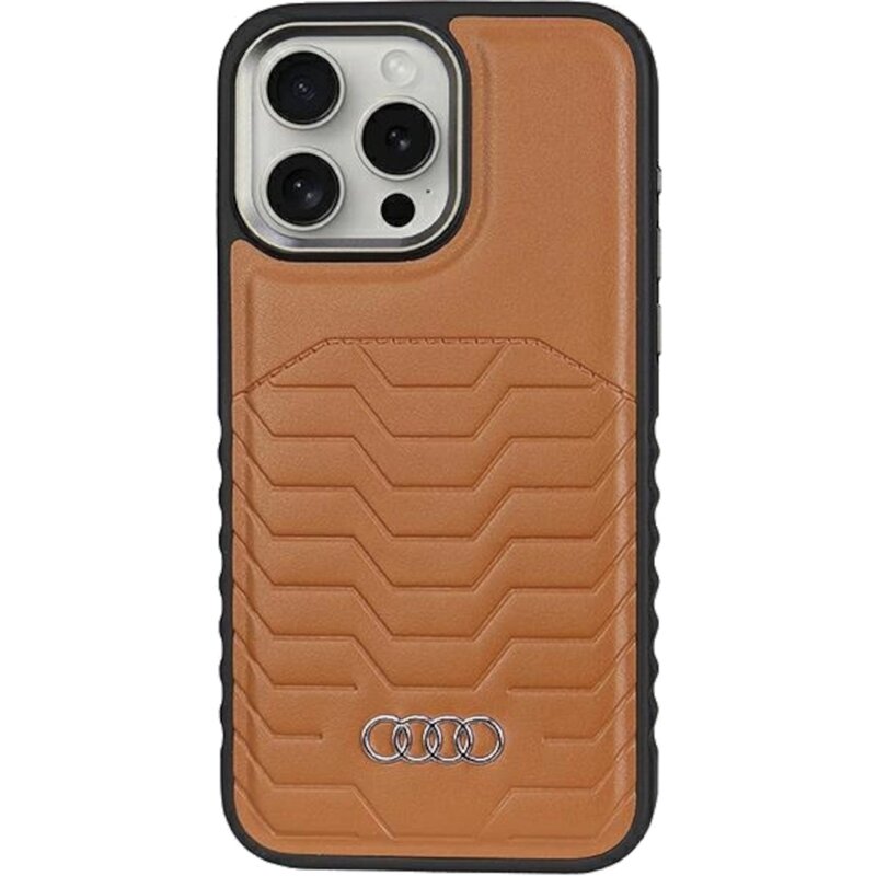 Etui AUDI Synthetic Leather MagSafe do Apple Iphone 14 Pro Brązowo-czarny