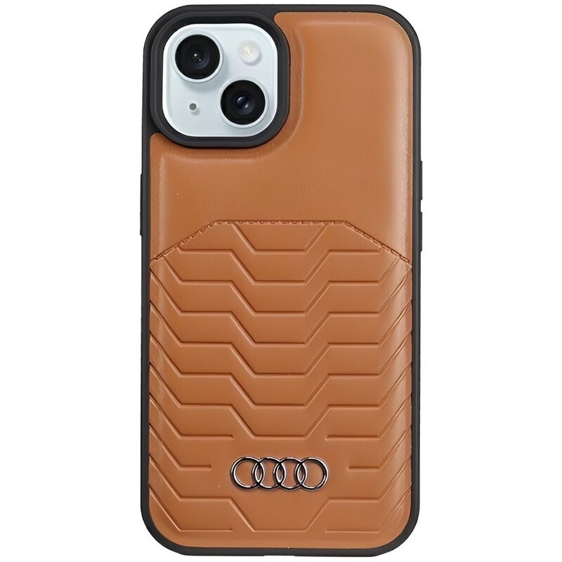 Etui AUDI Synthetic Leather MagSafe do Apple iPhone 14/15 Plus Brązowy