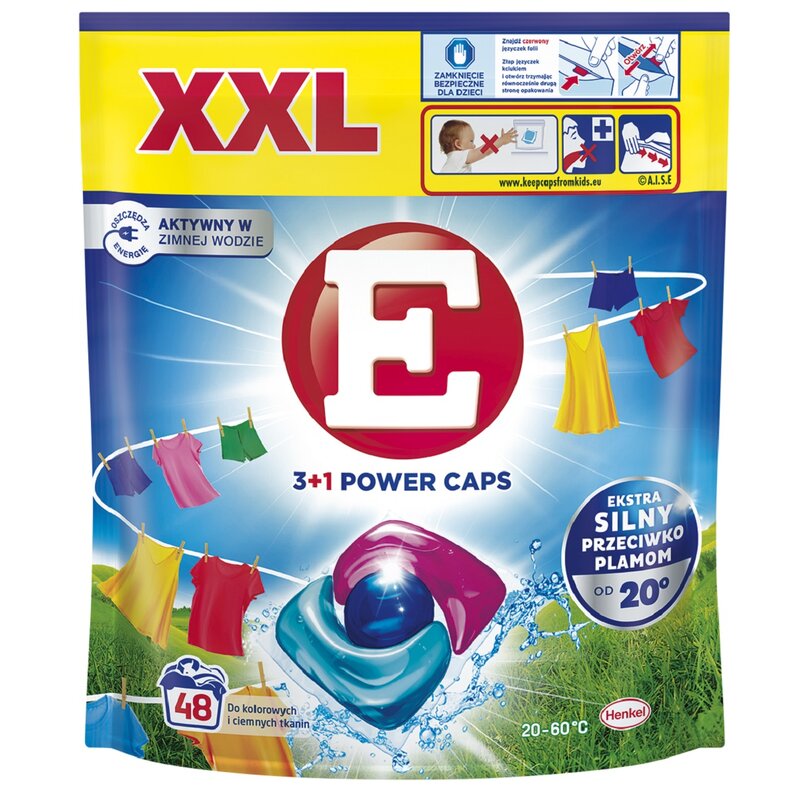 Kapsułki do prania E 3+1 Power Caps Color - 48 szt.