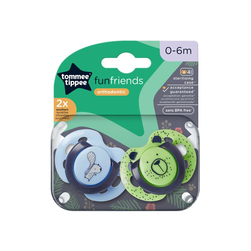 Smoczek TOMMEE TIPPEE Fun Style Friends 0-6 m (2 sztuki)