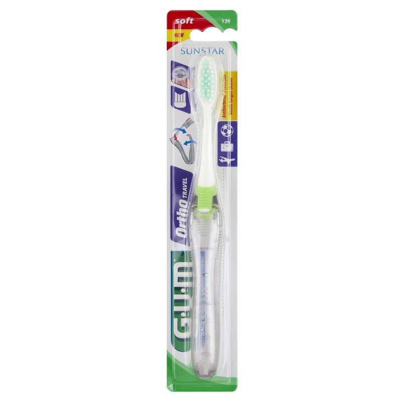 Szczoteczka do zębów SUNSTAR GUM Ortho Travel 125 Biało-zielony