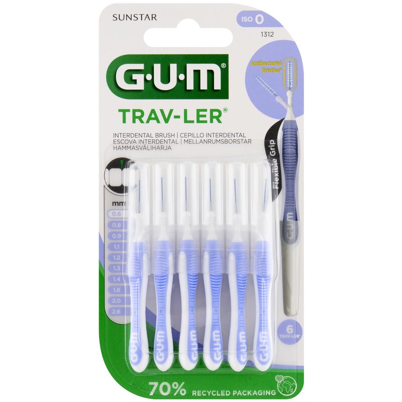 Szczoteczki międzyzębowe SUNSTAR GUM Trav-Ler 0.6 mm Fioletowy (6 szt.)
