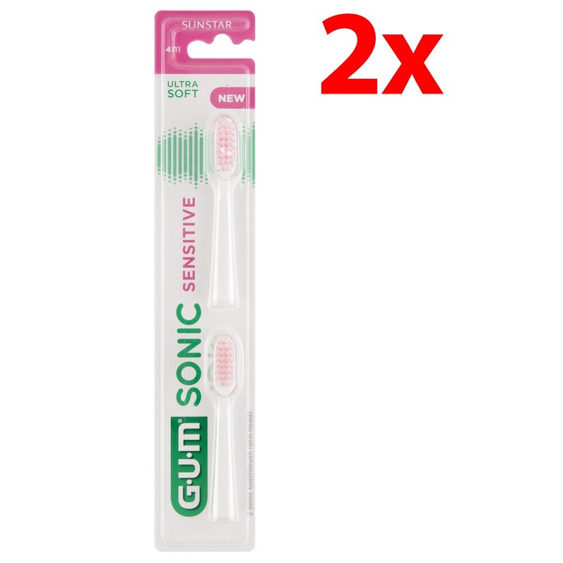 Oryginalna końcówka do szczoteczki SUNSTAR GUM Sonic Sensitive Biały (2 szt.) (Miękkie włókna)