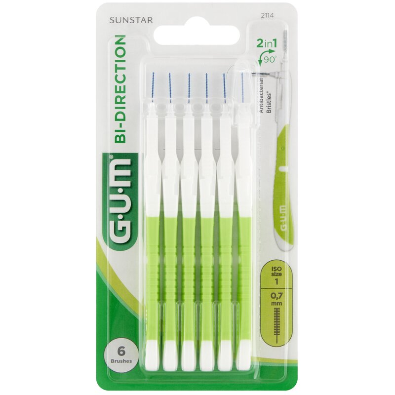 Szczoteczka międzyzębowa SUNSTAR GUM Bi-Direction 0.7 mm Zielony (6 sztuk)