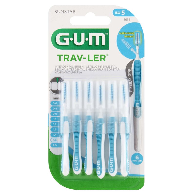 Szczoteczki międzyzębowe SUNSTAR GUM Trav-Ler 1.6 mm Niebieskie (6 szt.)