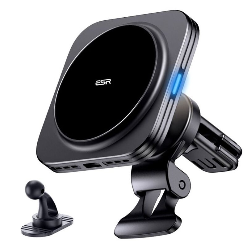 Uchwyt na telefon i smartfon ESR HaloLock QI2 Magsafe Wireless Vent 15W Czarny uchwyt samochodowy na kratkę nawiewu i deskę rozdzielczą