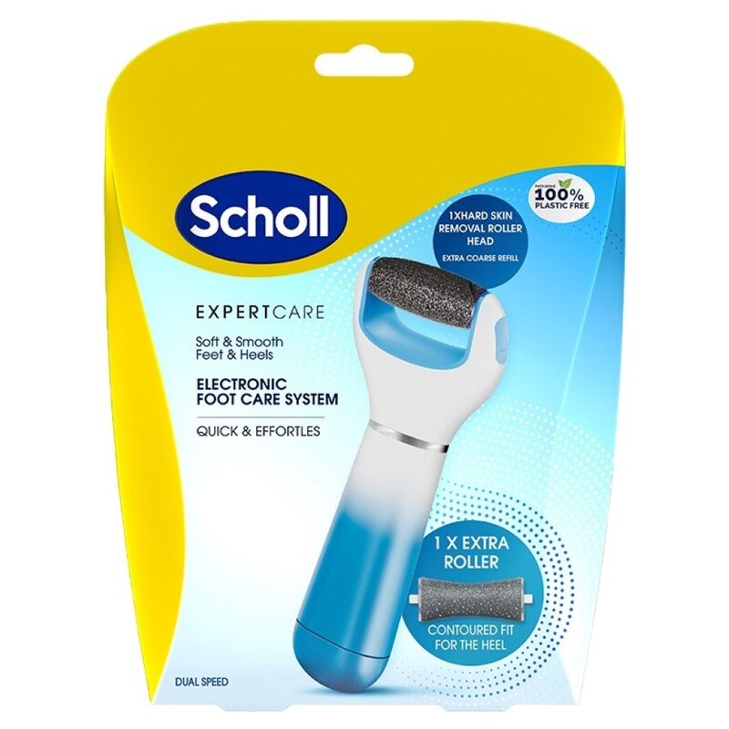 Pilnik elektryczny do stóp SCHOLL Expert Care z 2 głowicami Biało-niebieski