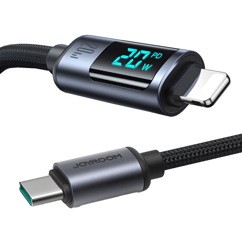 Kabel USB-C - Lightning JOYROOM z wyświetlaczem LCD 20W 1.2 m Czarny
