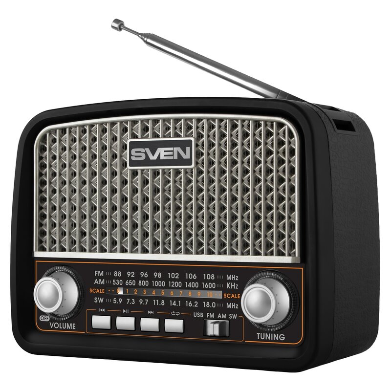 Radio SVEN SRP-555 Analogowe Przenośne Czarno-srebrny