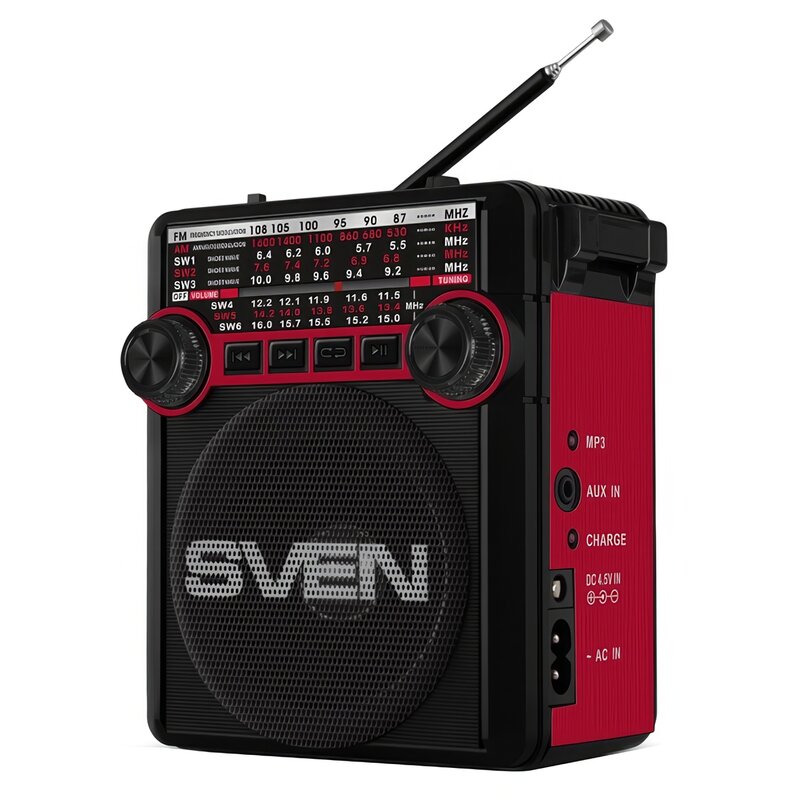 Radio SVEN SRP-355 Analogowe Przenośne Czarno-czerwony