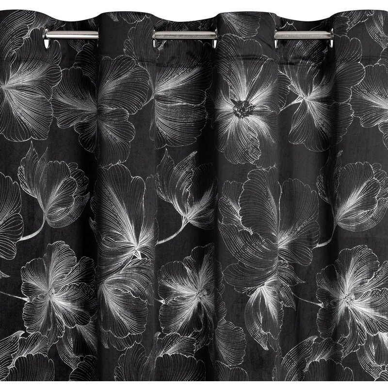 Zasłona EUROFIRANY Stella 140 x 250 cm Czarno-srebrny