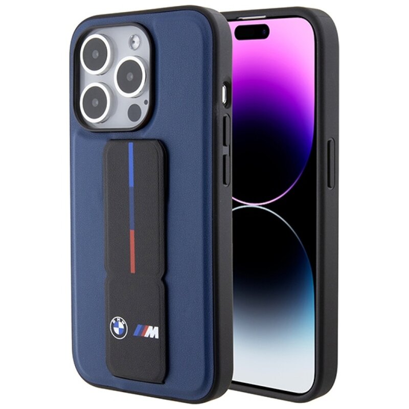 Etui BMW M Grip Stand Bicolor do Apple iPhone 15 Pro Granatowy