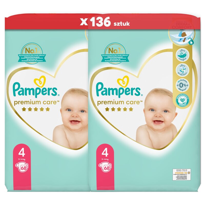 Pieluchy PAMPERS Premium Care Rozmiar 4 (136 szt.)