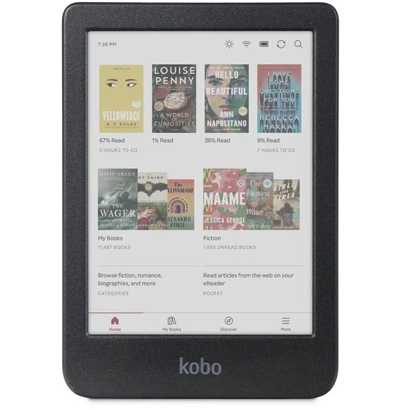 Czytnik e-booków KOBO Clara Colour 6", Podświetlany ekran, Wi-Fi, Bez reklam Czarny