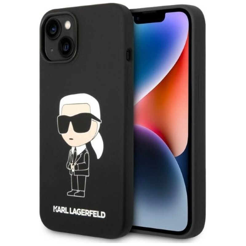 Etui KARL LAGERFELD Silicone Ikonik MagSafe do Apple iPhone 15 Plus/14 Plus Czarny