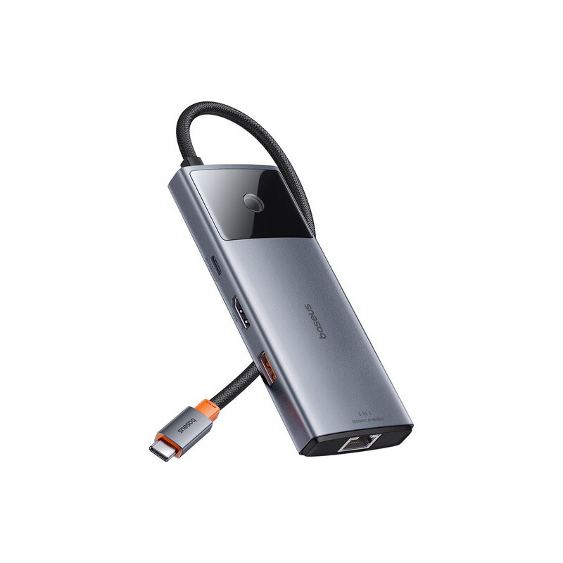 Hub BASEUS Metal Gleam Series II 6w1 USB Typu C, Pasywny Szary