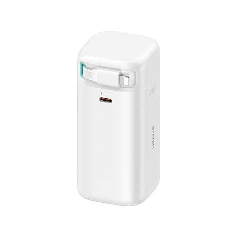 USAMS Fast Charge XMF Series ze zwijanym kablem Lightning 18000mAh PD45W Biały