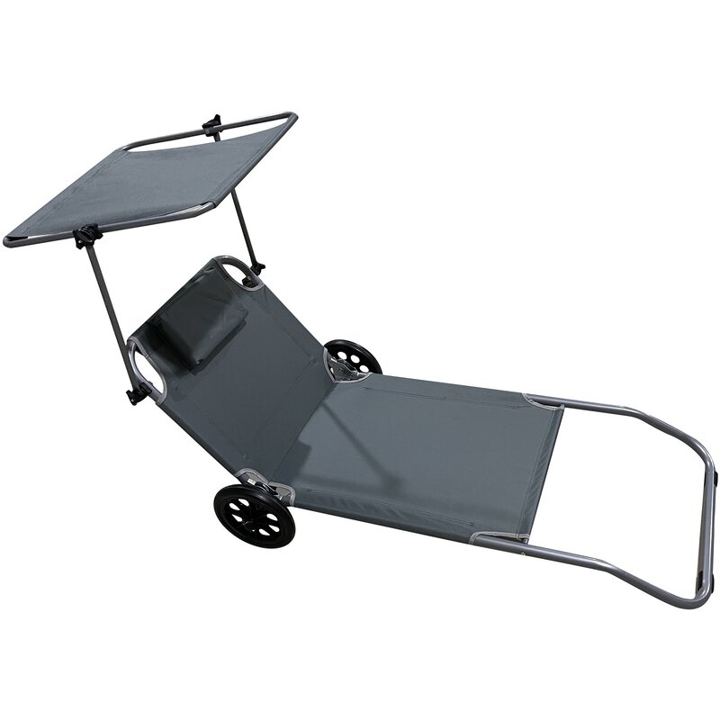 Leżak ENERO CAMP Wielofunkcyjny z daszkiem na kółkach 1055787 Szary