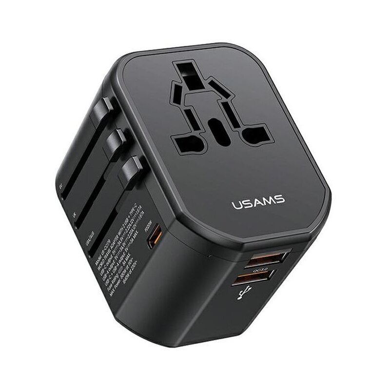 USAMS CC179TC01 4w1 2x USB 20W US/AU/EU/UK Czarny