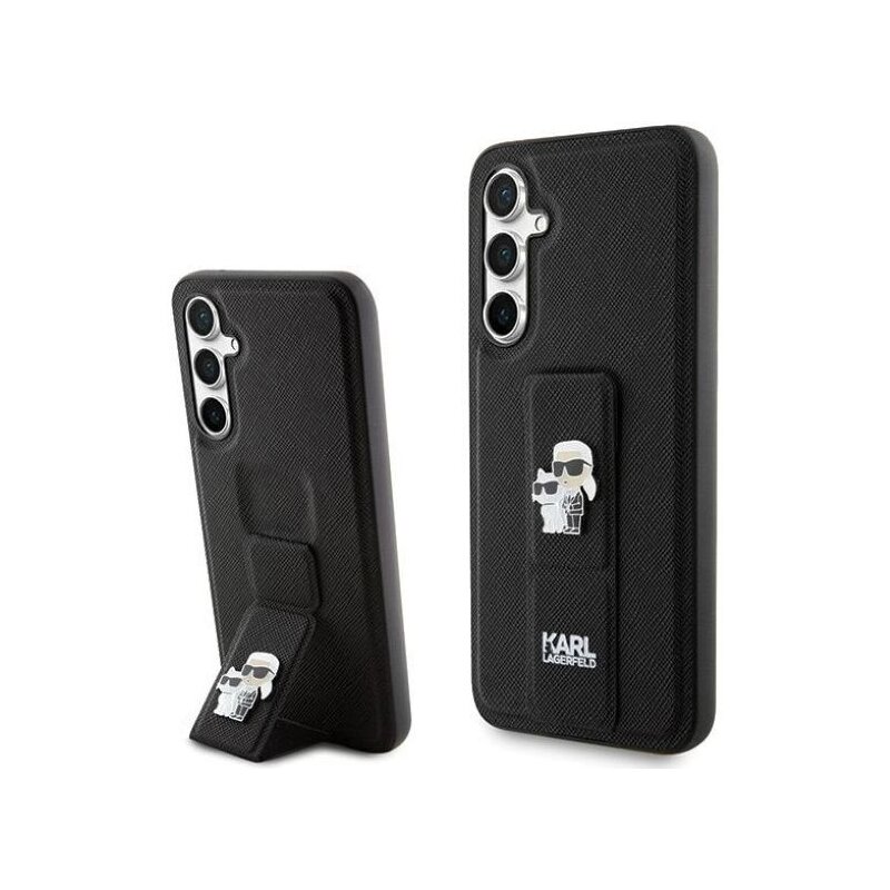 Etui KARL LAGERFELD Gripstand Saffiano Karl & Choupette Pins do Samsung Galaxy S23 FE Czarny