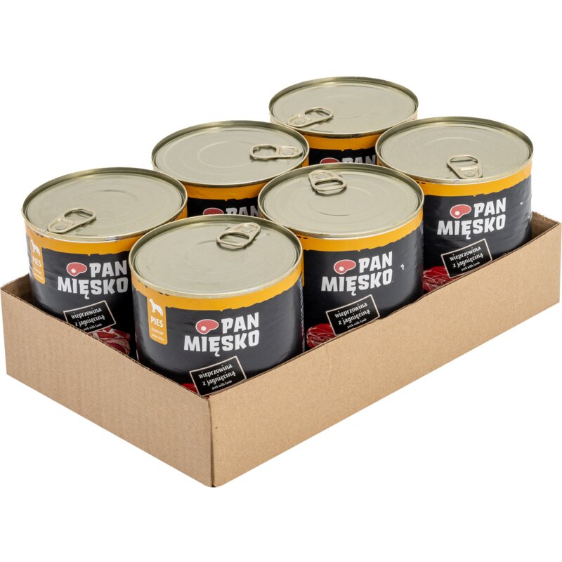 Karma dla psa PAN MIĘSKO Wieprzowina z jagnięciną 6 x 800 g