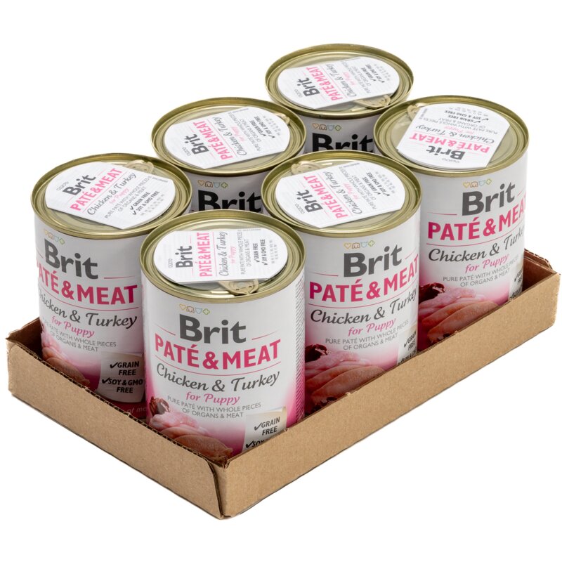 Karma dla psa BRIT Paté & Meat Puppy Kurczak z indykiem 6 x 400 g
