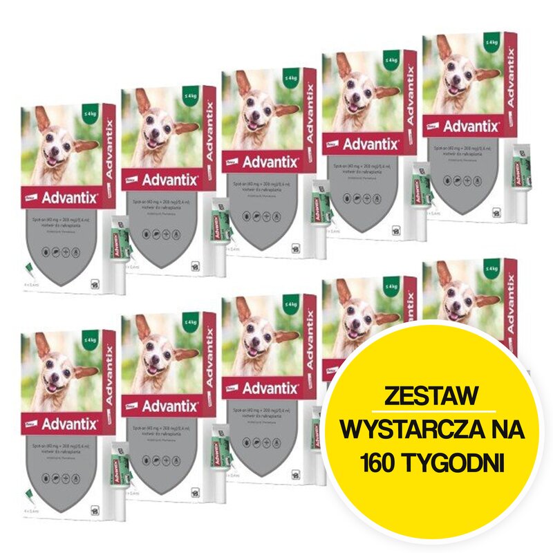 Krople na pchły i kleszcze ADVANTIX Spot-on Bardzo małe psy (do 4 kg) 40 x 0.4 ml