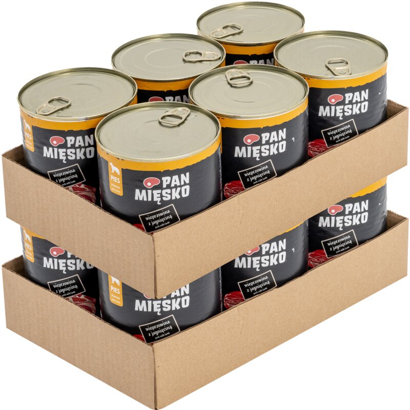 Karma dla psa PAN MIĘSKO Wieprzowina z jagnięciną 12 x 800 g