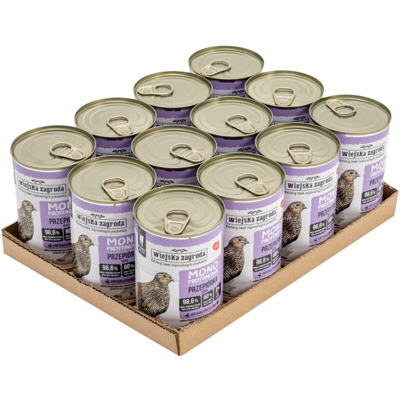 Karma dla kota WIEJSKA ZAGRODA Mono Przepiórka 12 x 400 g