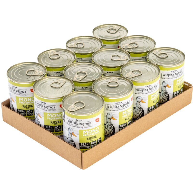 Karma dla kota WIEJSKA ZAGRODA Monobiałkowa Kaczka 12 x 400 g