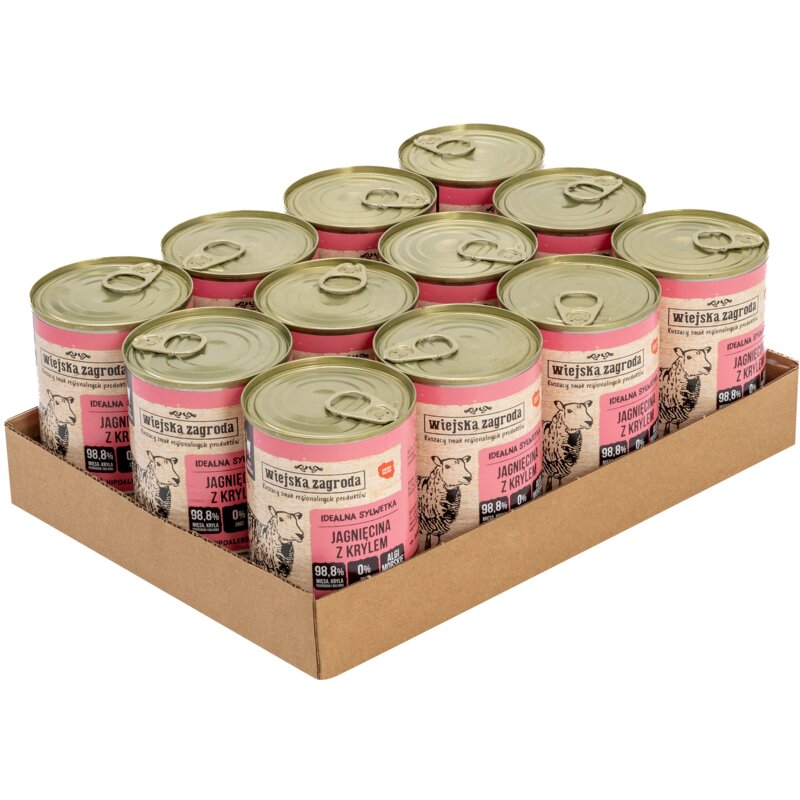Karma dla kota WIEJSKA ZAGRODA Jagnięcina z krylem 12 x 400 g