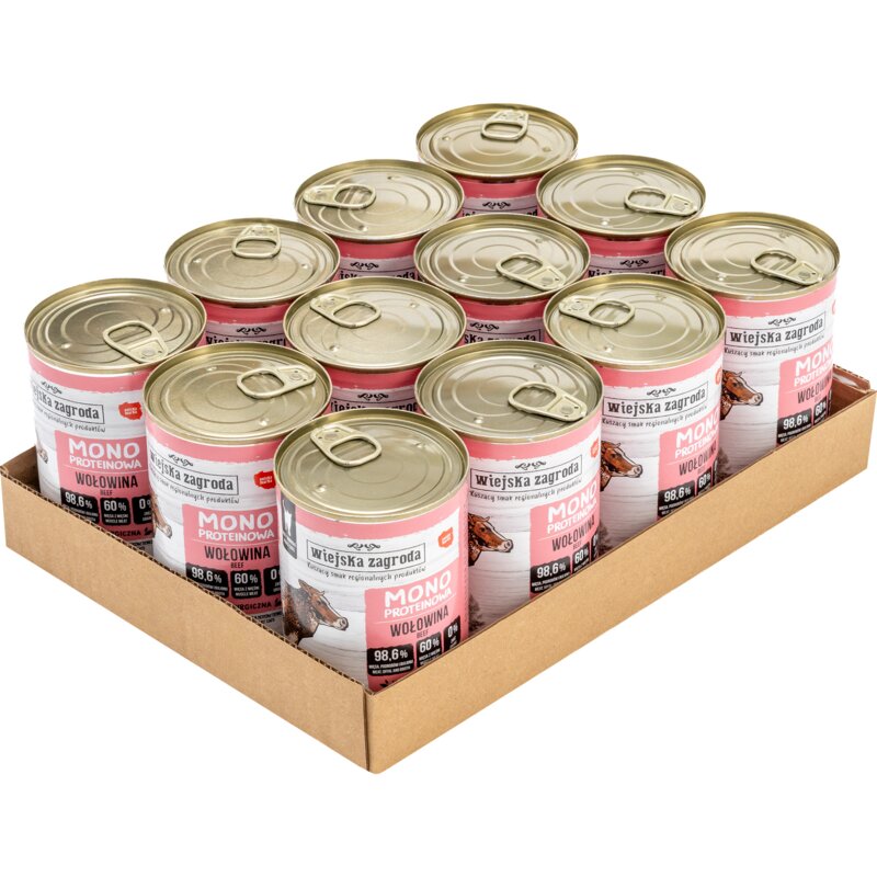 Karma dla kota WIEJSKA ZAGRODA Monobiałkowa Wołowina 12 x 400 g