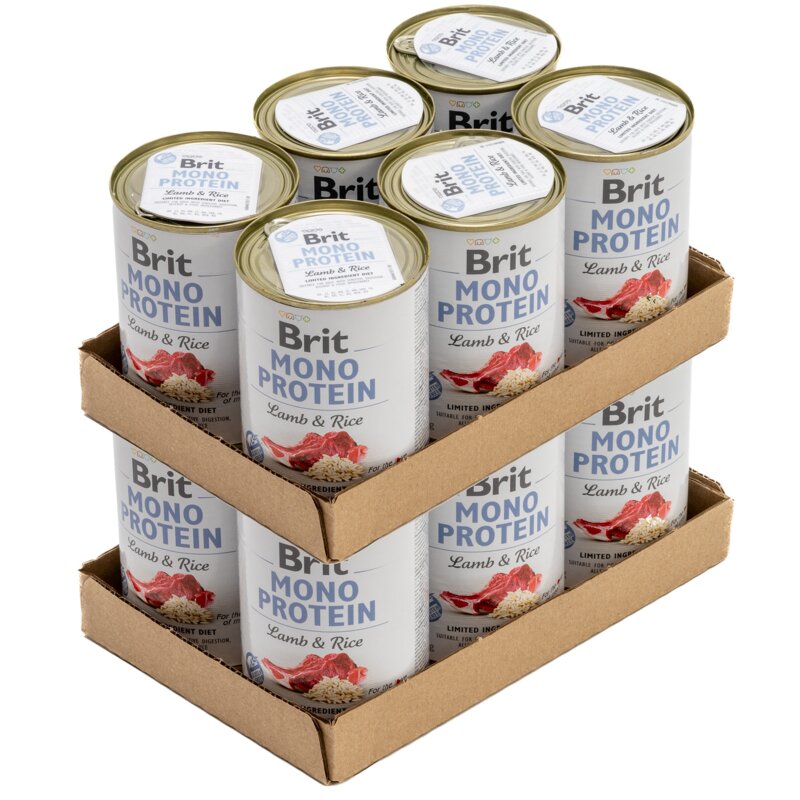 Karma dla psa BRIT Mono Protein Jagnięcina z ryżem 12 x 400 g