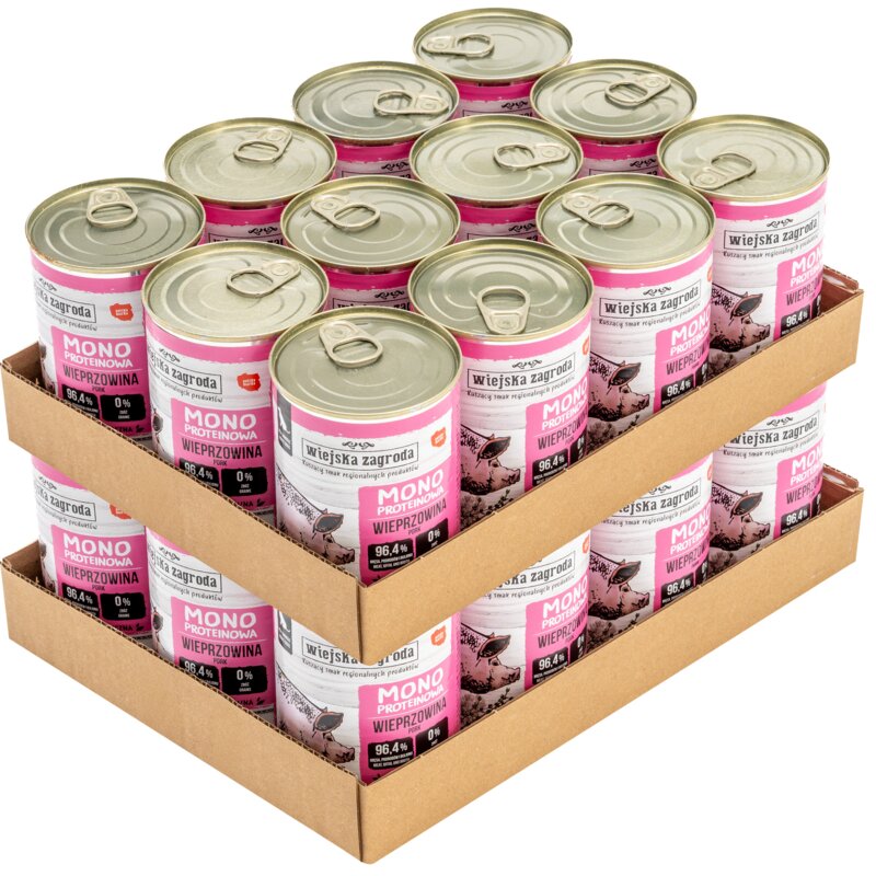 Karma dla psa WIEJSKA ZAGRODA Wieprzowina 24 x 400 g