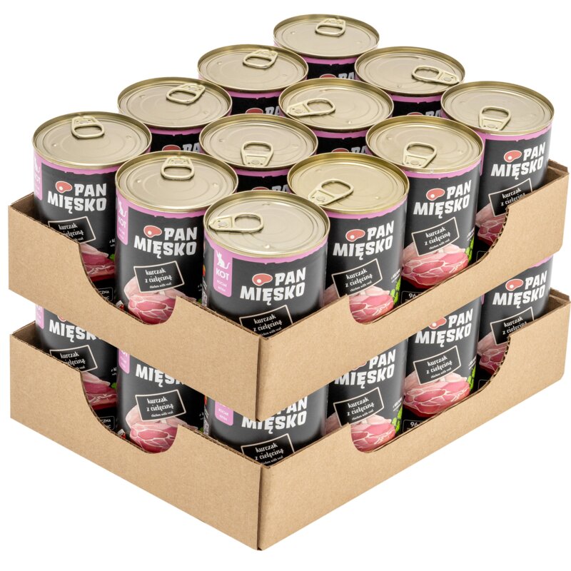 Karma dla kota PAN MIĘSKO Kurczak z cielęciną 24 x 400 g