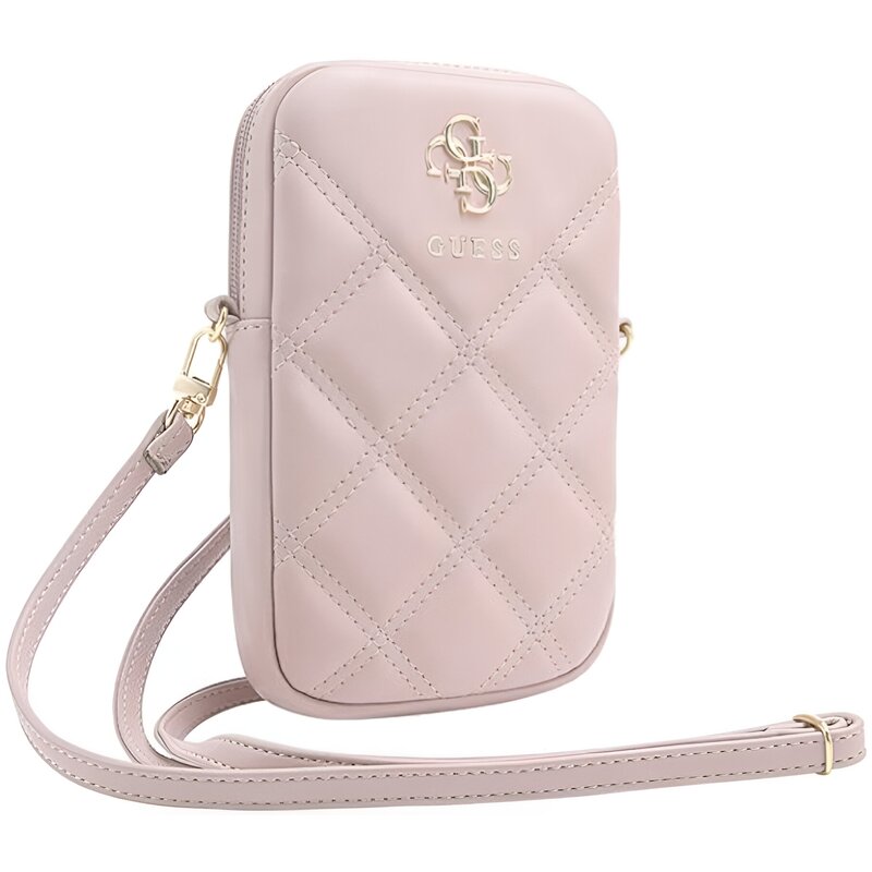 Guess torebka Zip Quilted 4G Różowy