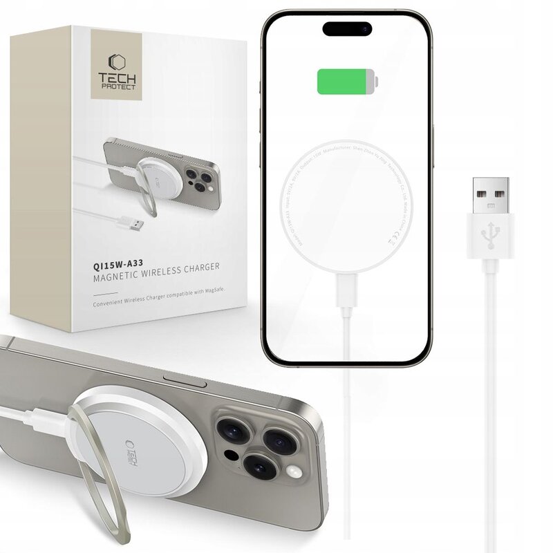 Ładowarka indukcyjna TECH-PROTECT QI15W-A33 Magnetic 15W Biały Qi MagSafe