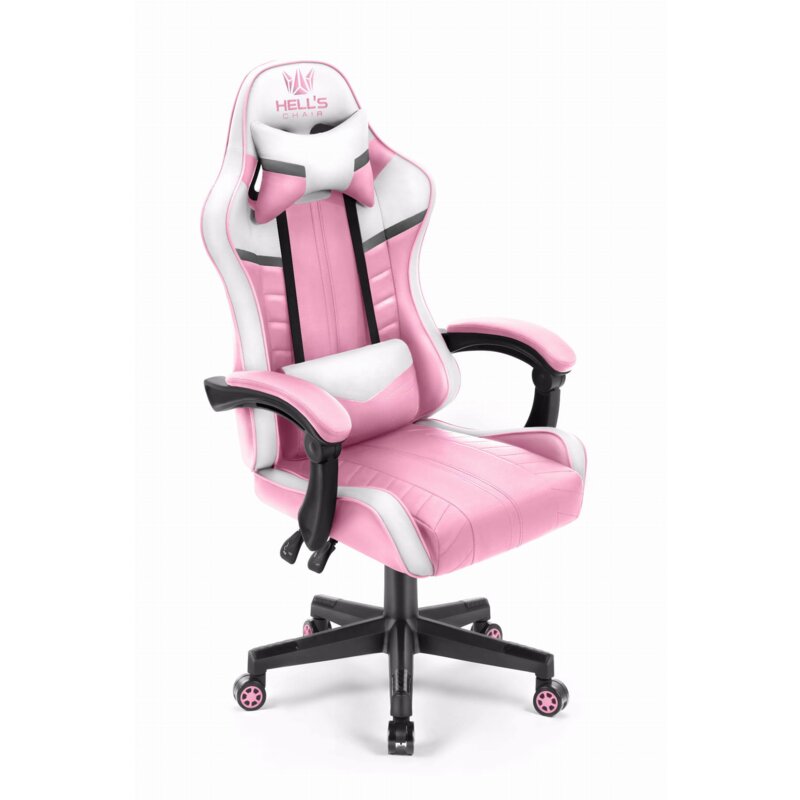 Fotel gamingowy HELL'S CHAIR HC-1004 Różowo-biało-szary